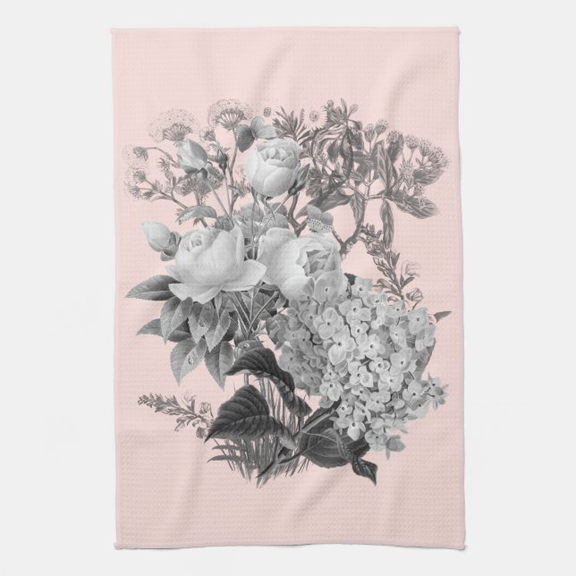 Vintage Flowers with Dusty Pink Tea Towel (Vertical)