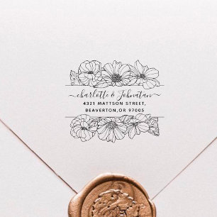 Vintage Flowery Wedding Return Address Elegant Self-inking Stamp