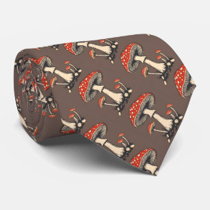 Vintage Fly Agaric Mushrooms On Earth Background Tie