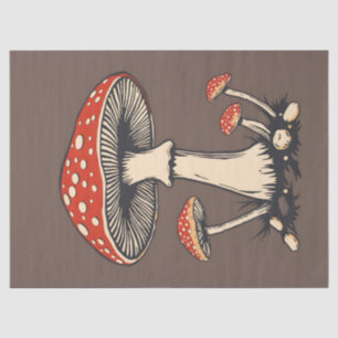 Vintage Fly Agaric Mushrooms On Earth Background Tissue Paper