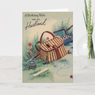 Vintage Fly Fishing Husband Birthday Card