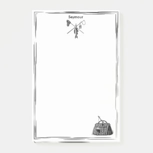Vintage Fly Fishing Monogrammed Post-It Notes