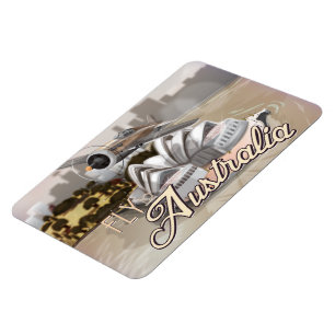 Vintage Fly to Australia Travel Poster Magnet
