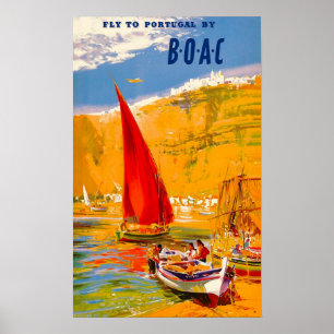 Vintage Fly To Portugal By B.O.A.C Frank Wootton Poster