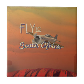 Vintage Fly to South Africa Travel Poster Tile