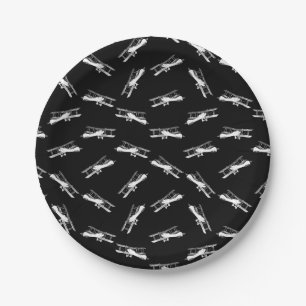 Vintage Flying Aeroplanes Antique Plane Art Paper Plate
