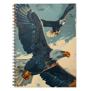 Vintage flying bald eagle notebook