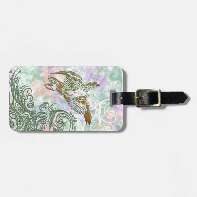 Vintage Flying Bird Pattern Luggage Tag (Front Horizontal)