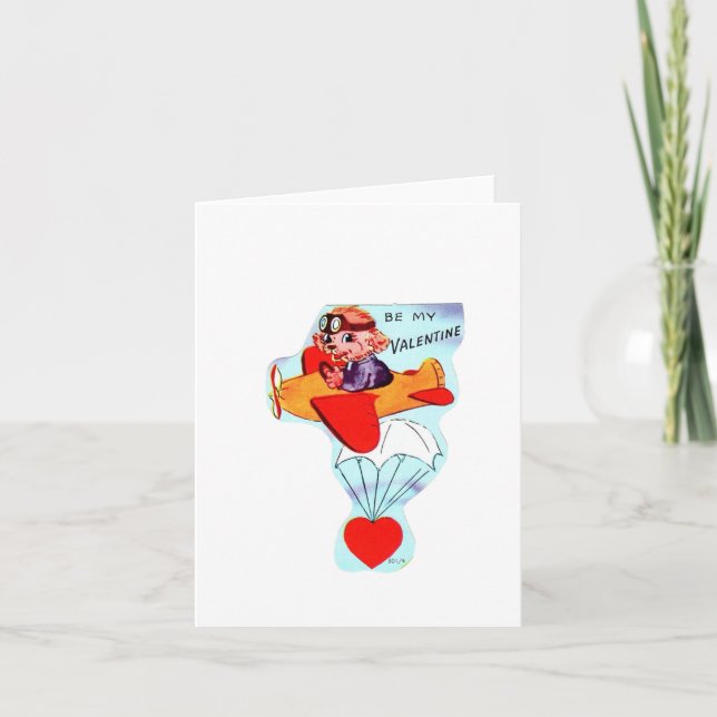 Vintage Flying Dog Valentine Card (Front)