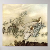 Vintage Flying Fairy Girls by Arthur Rackham
