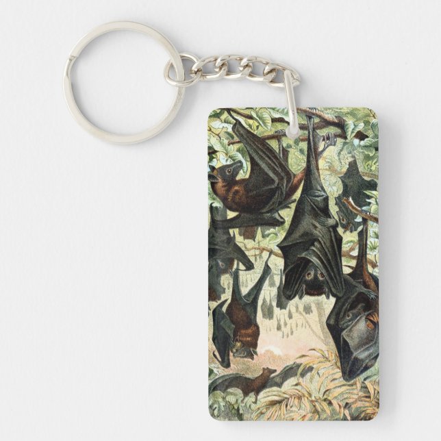 Vintage flying fox bat acadamia illustration  key ring (Front)