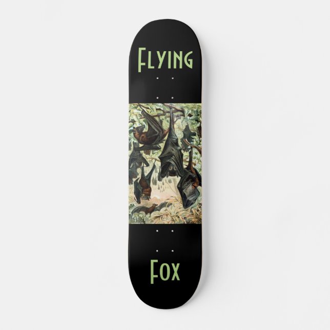 Vintage flying fox bat acadamia illustration  skateboard (Front)
