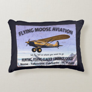 Vintage Flying Moose Aviation Sign Decorative Cushion