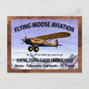 Vintage Flying Moose Aviation Sign Postcard
