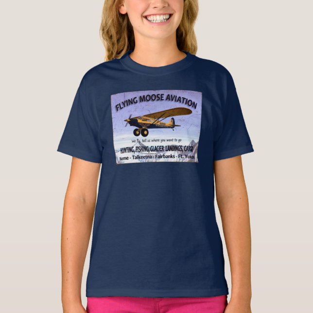 Vintage Flying Moose Aviation Sign T-Shirt (Front)