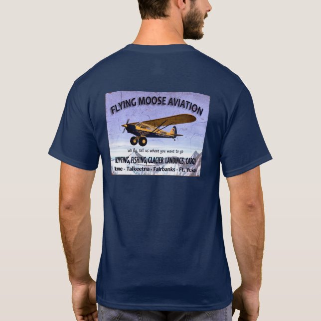 Vintage Flying Moose Aviation Sign T-Shirt (Back)