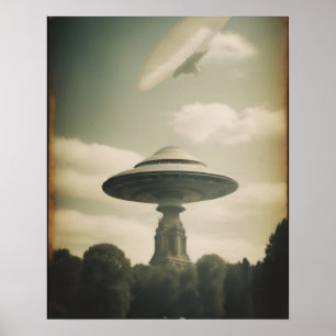 Vintage Flying Saucer Poster