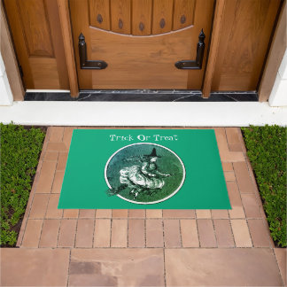 Vintage Flying Witch on Broom Doormat