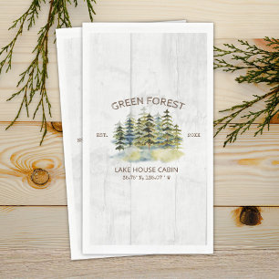 Vintage Foggy Green Pine Tree Forest Cabin Lodge Napkin
