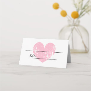 Vintage folded place cards with faded pink heart
