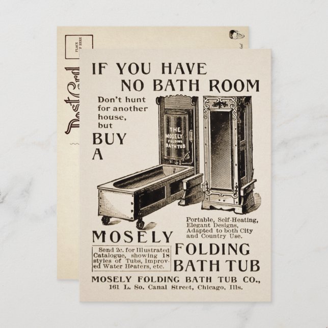 Vintage Folding Bath Advertisement Postcard  (Front/Back)