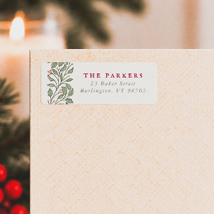 Vintage Foliage Christmas Return Address Label
