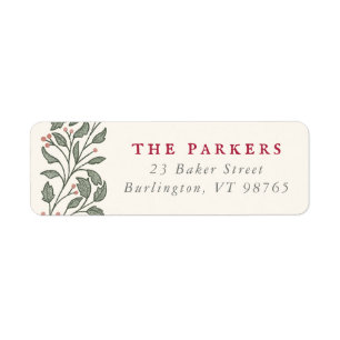 Vintage Foliage Christmas Return Address Label