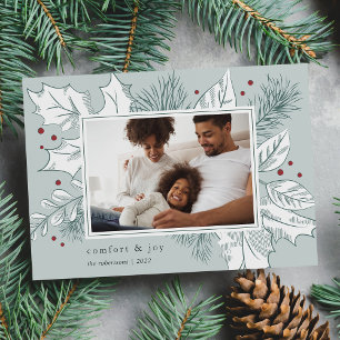 Vintage Foliage Holiday Photo Card