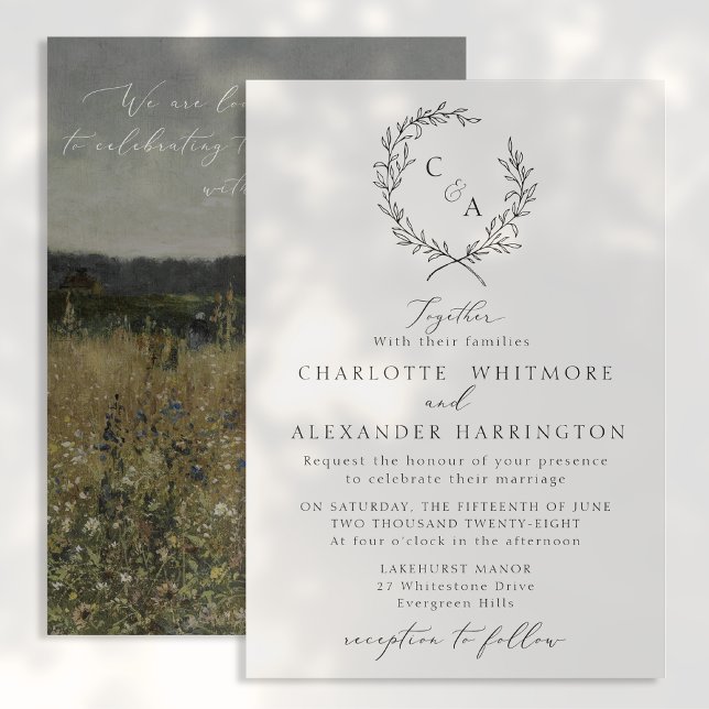 Vintage Foliage Wreath, Fine Art  Invitation (Creator Uploaded)