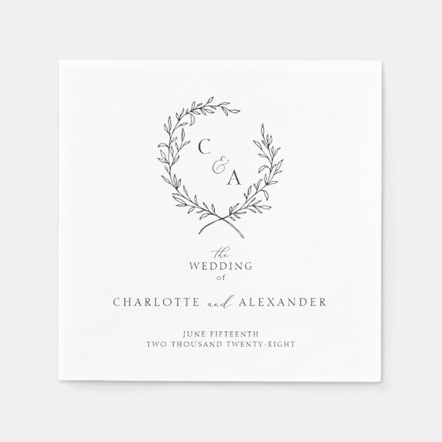 Vintage Foliage Wreath, Fine Art  Napkin (Front)