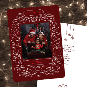 Vintage Folk Art Christmas Photo Holiday Card
