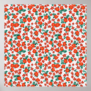 Vintage folk floral background. Seamless vintage p Poster