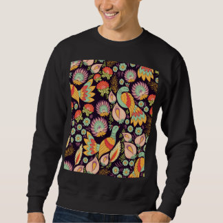 Vintage Folk Floral Birds Ornament Sweatshirt