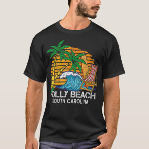 Vintage Folly Beach South olina Surf Retro Sunset T-Shirt