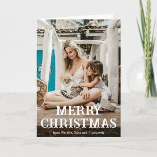 Vintage Font Simple Photo Modern Christmas Holiday Card