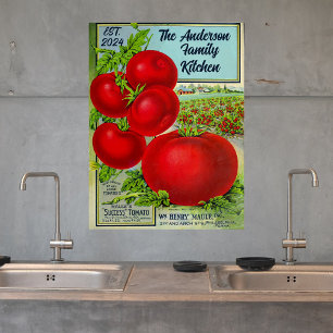 Vintage Food Ad Tomato Custom Family Name Kitchen Poster