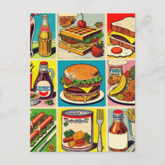 Vintage Food Comic Illustration Postcard