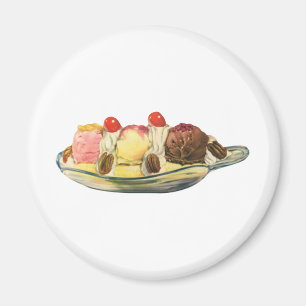 Vintage Food Desserts, Banana Split Cherries Magnet