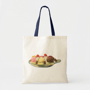 Vintage Food Desserts, Banana Split Cherries Tote Bag