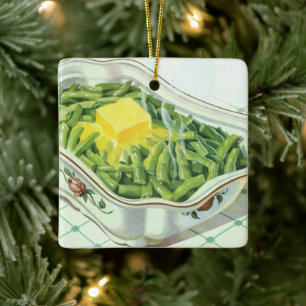 Vintage Food, Green Bean Casserole with Butter Ceramic Tree Decoration