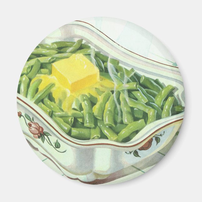Vintage Food, Green Bean Casserole with Butter Magnet (Front)