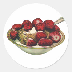 Vintage Food Healthy Breakfast Cereal Strawberries Classic Round Sticker