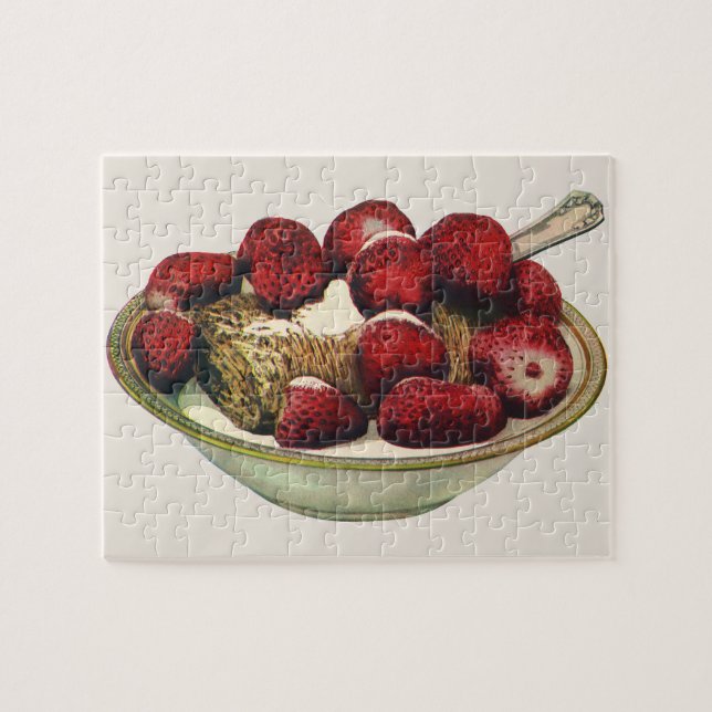 Vintage Food Healthy Breakfast Cereal Strawberries Jigsaw Puzzle (Horizontal)