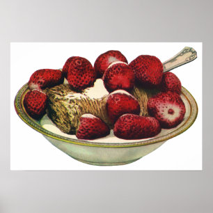 Vintage Food Healthy Breakfast Cereal Strawberries Poster