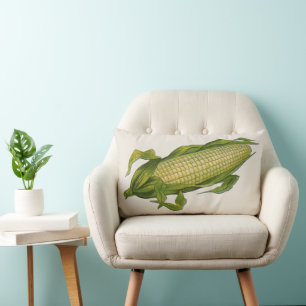 Vintage Food, Healthy Vegetables, Corn on the Cob Lumbar Cushion