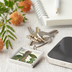 Vintage Food Herbs Spices, Black Pepper Plant Key Ring
