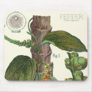 Vintage Food Herbs Spices, Black Pepper Plant Mouse Pad