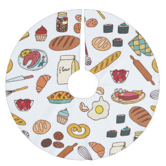Vintage food illustrations: seamless pattern. brushed polyester tree skirt