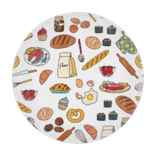 Vintage food illustrations: seamless pattern. cutting board