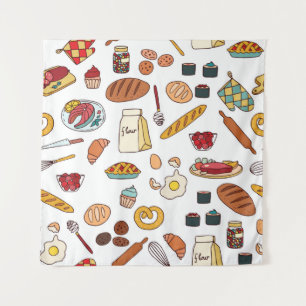 Vintage food illustrations: seamless pattern. tapestry